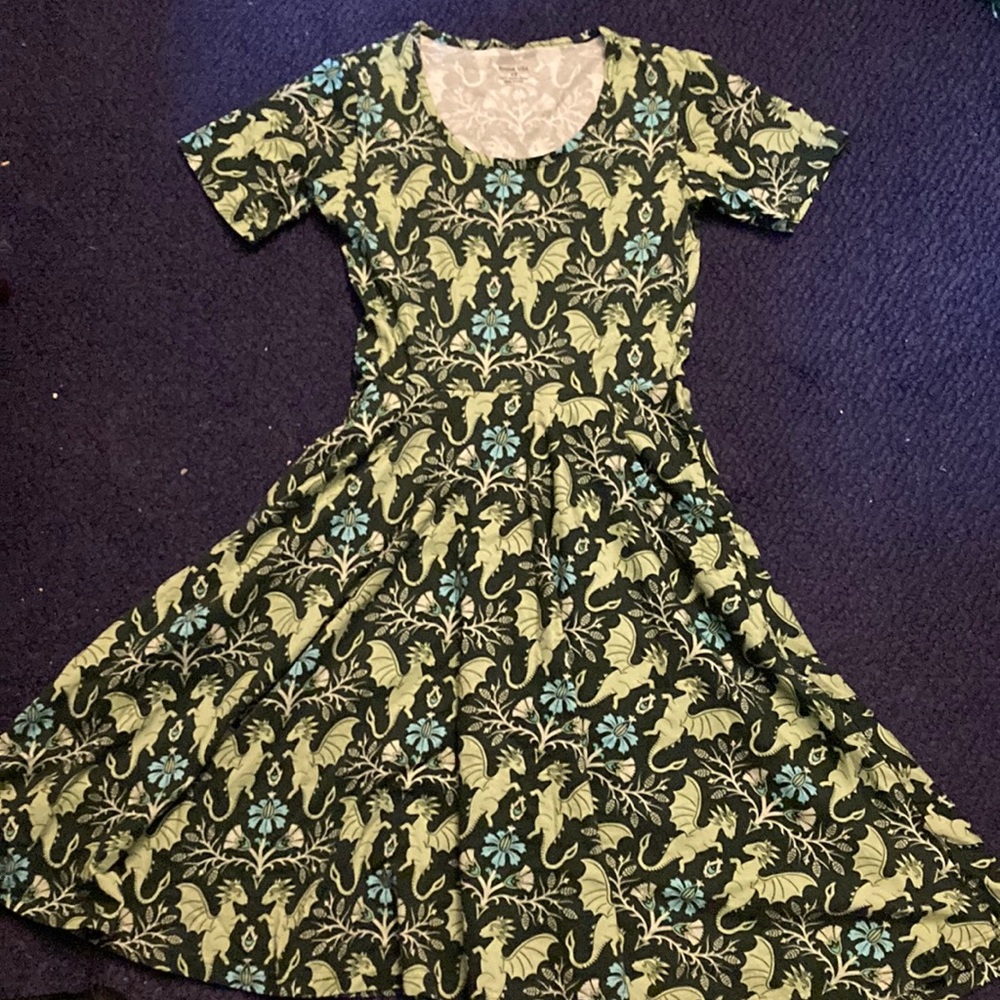 Green Dragon Print Dress